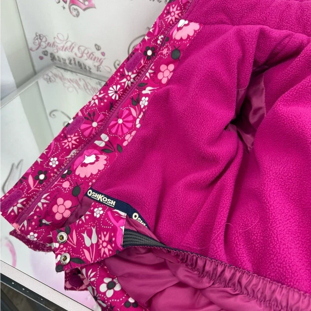 OshKosh jacket coat winter faux fur hood warm cozy Pink Floral Winter Jacket